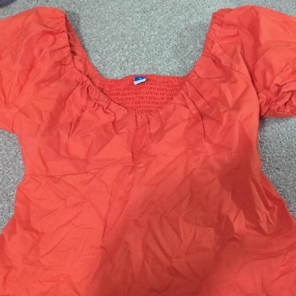 Old Navy Orange Puff Sleeve Blouse